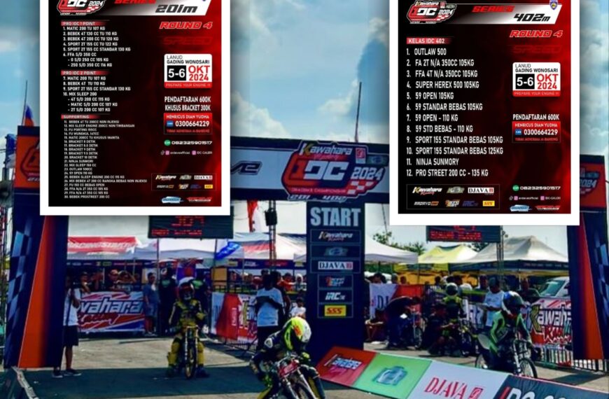 Yuk Simak Jadwal Kawahara Djava K2R IDC 201M Dan 402M Round 4. Di Pastikan Ramai Banyak Pembalap Thailand Datang!!