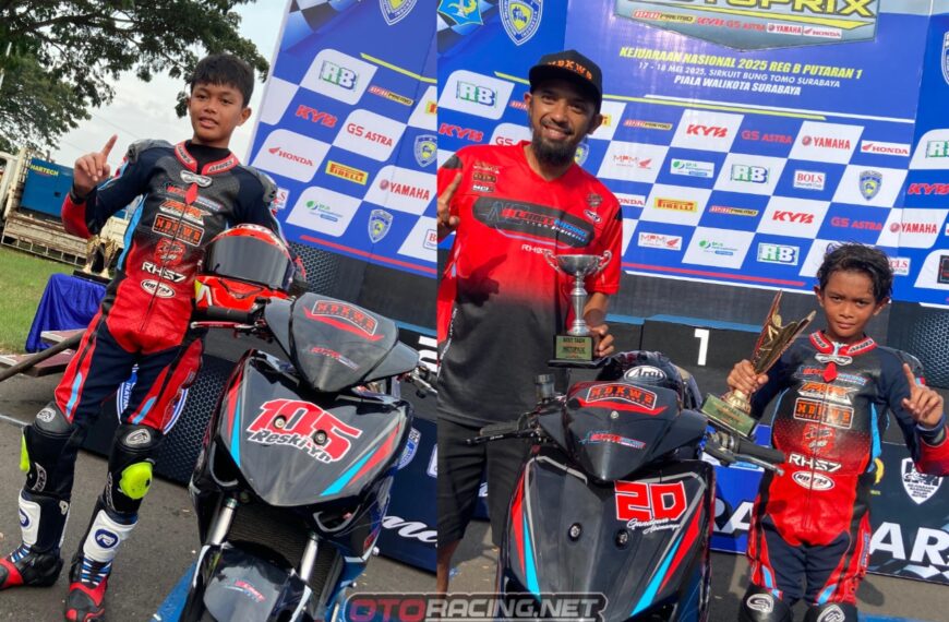 Debut Perdana di Kejurnas Motoprix, Tim No Limit Langsung Antar Dua Pembalap Raih Podium di Race 1 Motoprix Surabaya 2025