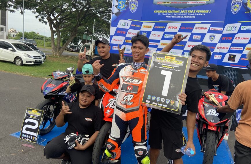 Perdana Tarung di Kelas Expert, Akbar Abud Menangi Race 1 UB150 Motoprix Seri 1 Surabaya