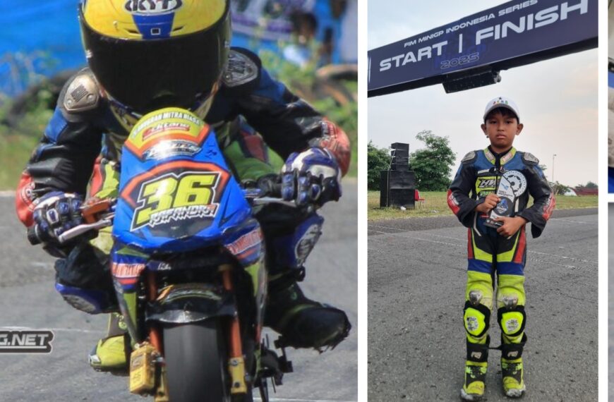 Perdana Tarung di Kejurnas FIM MINI GP Boyolali, Rafandra Pebalap Cilik Asal Klaten Sukses Raih Dua Podium!